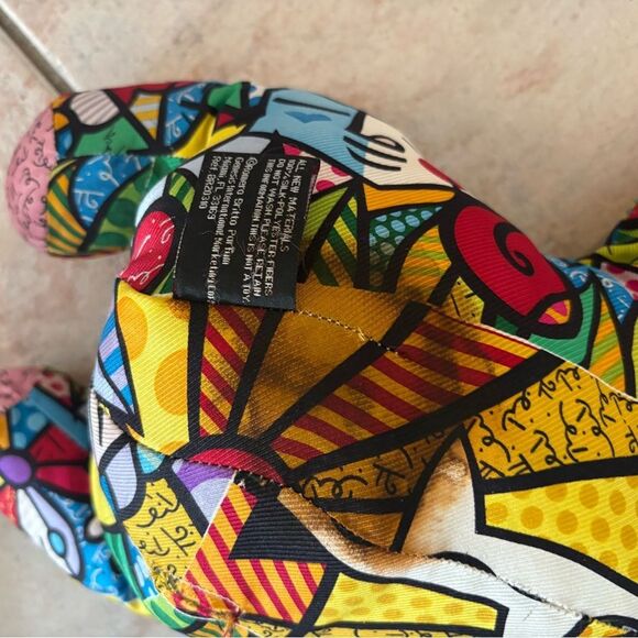 ROMERO BRITTO MR PLUSH STUFFED ANIMAL SCULPTURe ART Silk GARDEN PARTY Teddy Bear - Picture 5 of 6